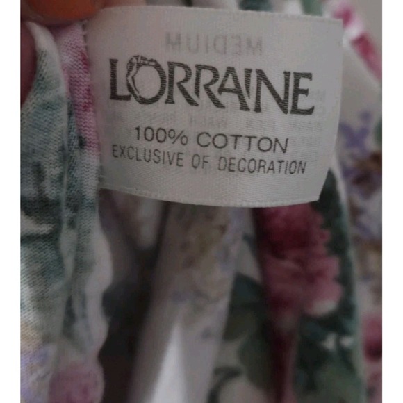 Vintage Lorraine Floral Sleeveless  Nightgown With Lace Trim, Medium - Picture 4 of 6